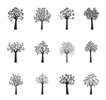 Set black Trees. Vector Illustration.