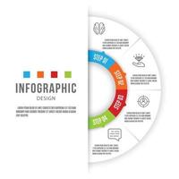 Plantilla de negocio infográfico de semicírculo vectorial con 4 pasos. plantilla para presentación. vector