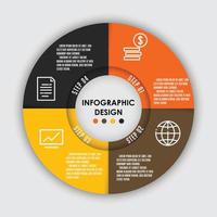 plantilla de conjunto de vectores forma de círculo infográfico 4 pasos para la presentación.