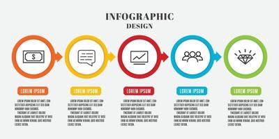 diseño infográfico de línea de tiempo vectorial con concepto de icono de negocio 5 pasos. vector