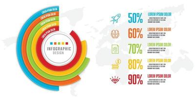 Vector circle infographic template 5 step. Template for presentation with concept business icon.
