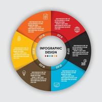 plantilla de conjunto de vectores forma de círculo infográfico 6 pasos para la presentación.