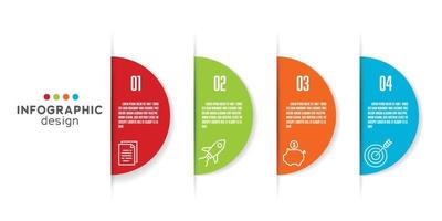 Vector semi circle infographic template 4 step design element.