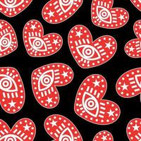 Seamless heart pattern decorated with an eye vector