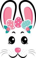 The face of the Easter bunny with a wreath of eggs vector