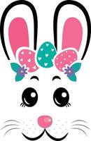 The face of the bunny with a wreath of eggs. Easter bunny face vector