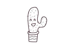 cute cactus sticker icon doodle lineart vector