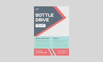 Bottle Drive Flyer Templates. Charity Donation Flyer leaflet design. Cover, A4 Size, Poster, flyer design. vector