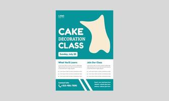 Cake Decoration Class Flyer Design. Template vector design for cake decoration. cover, A4 size, leaflet poster design, flyer design.