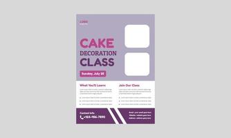 Cake Decoration Class Flyer Design. Template vector design for cake decoration. cover, A4 size, leaflet poster design, flyer design.