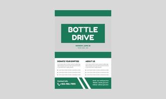 Bottle Drive Flyer Templates. Charity Donation Flyer leaflet design. Cover, A4 Size, Poster, flyer design. vector