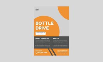 Plantillas de folletos de manejo de botellas. diseño de folleto de donación de caridad. portada, tamaño a4, afiche, diseño de volante. vector