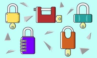 Various types of padlocks. Doodle vector