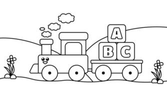 Train coloring sheet. Suitable for preschool education vector