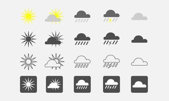 conjunto de iconos meteorológicos en diferentes modelos vector