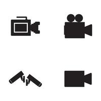 conjunto de iconos de cámara. conjunto de iconos de fotografía. icono de cámara de seguridad. icono de foto y video. conjunto de iconos multimedia iconos vectoriales de línea plana vector