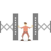 A male worker squeezed by work deadlines vector