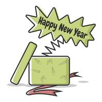 A box appears saying Happy New Year vector