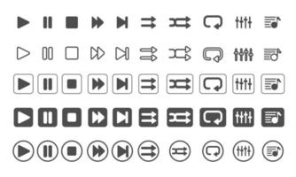 conjunto de iconos de botones del reproductor de audio vector