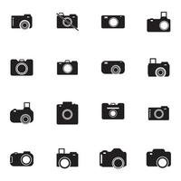 conjunto de iconos de cámara. conjunto de iconos de fotografía. icono de cámara de seguridad. icono de foto y video. conjunto de iconos multimedia iconos vectoriales de línea plana vector