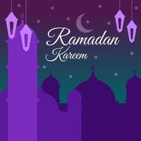 Ramadan Kareem on Purple Background Design vector