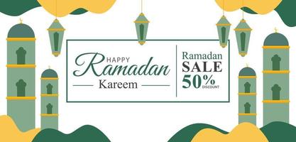 Ramadan Kareem Sale Banner on White Background Design vector