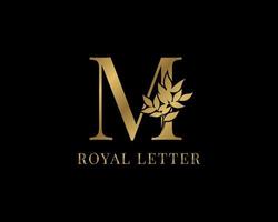 luxury decorative vintage golden royal letter M vector