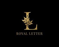 luxury decorative vintage golden royal letter L vector