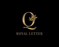 luxury decorative vintage golden royal letter Q vector