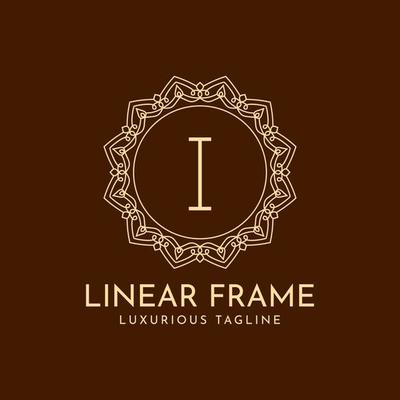 letter I minimalist circle frame linear luxury decoration vector logo design