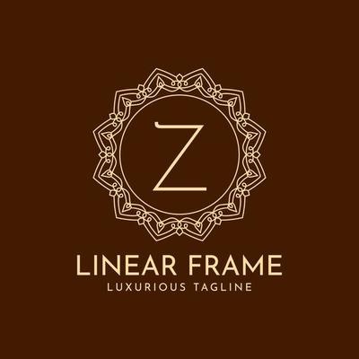 letter Z minimalist circle frame linear luxury decoration vector logo design