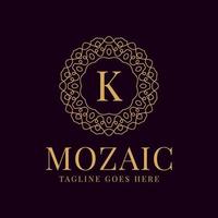 letter K luxurious circular lace elegance vector logo design