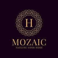 letter H luxurious circular lace elegance vector logo design