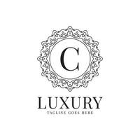 letter C luxury circle minimalist lace decoration vector logo design