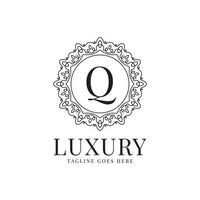 letter Q luxury circle minimalist lace decoration vector logo design