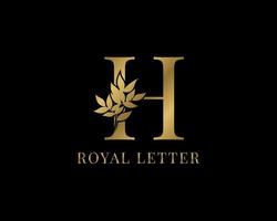 luxury decorative vintage golden royal letter H