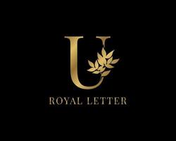 luxury decorative vintage golden royal letter U vector