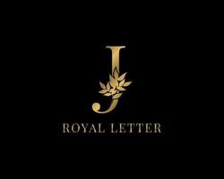 luxury decorative vintage golden royal letter J vector