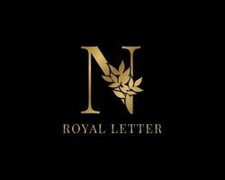 luxury decorative vintage golden royal letter N vector