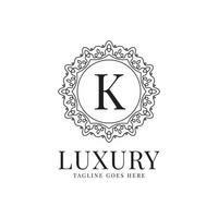 letter K luxury circle minimalist lace decoration vector logo design