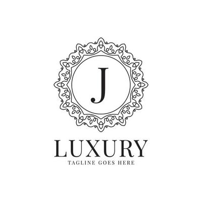 letter J luxury circle minimalist lace decoration vector logo design