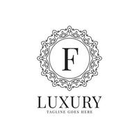 letter F luxury circle minimalist lace decoration vector logo design