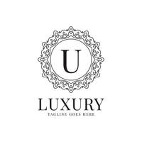 letter U luxury circle minimalist lace decoration vector logo design