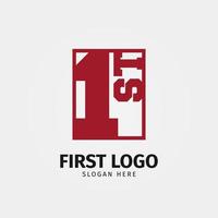 1st or first inside rectangle line vector logo design