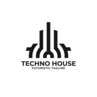 elemento de diseño de logotipo de vector de monograma abstracto de techno house