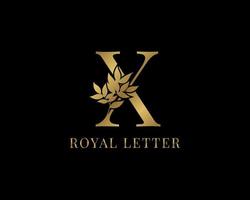 luxury decorative vintage golden royal letter X vector