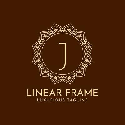letter J minimalist circle frame linear luxury decoration vector logo design