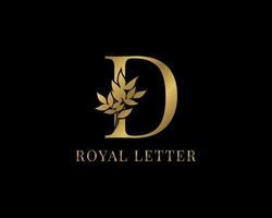 luxury decorative vintage golden royal letter D vector