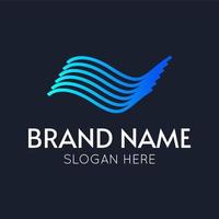 simple cool gradient wing and wave vector logo template for creative media and business company