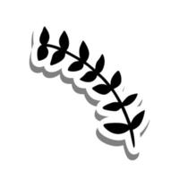 Black Leaves shape on white silhouette and gray shadow. Botanical elements for decoration, Vector illustration.